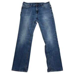 Warehouse One Regular Wash 5 Pocket Button Zip Close Straight Fit Jeans 34 x 34